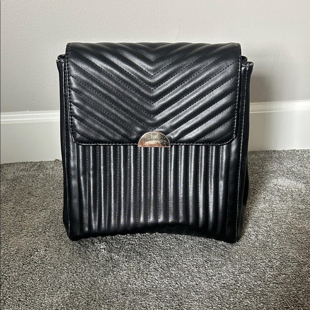 Black Quilted Backpack Purse
